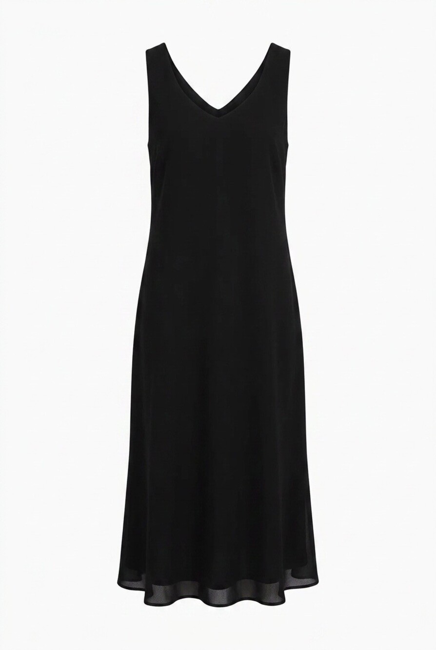 Polyester sleeveless dress with chiffon overlay, DN Design, Size 14